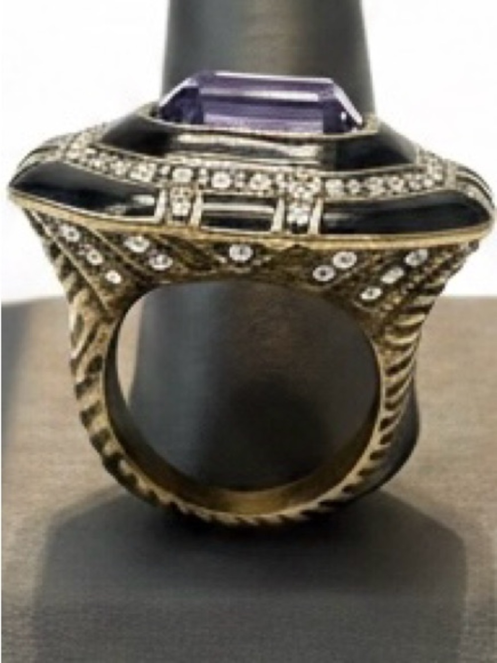 Heidi Daus Gold-Tone Ring with Purple Stone and Swarovski Crystals - Picture 4 of 5